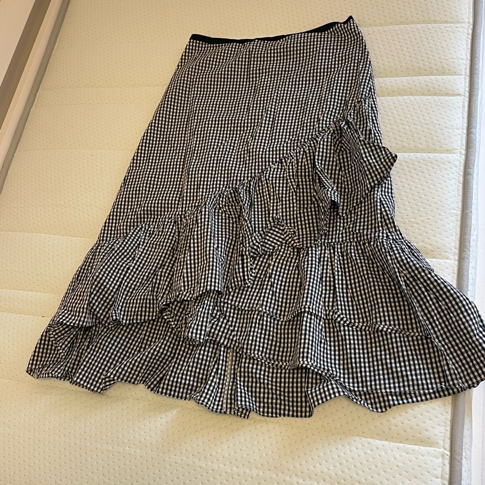 Ruffled Checkered Midi length Ann Taylor Skirt